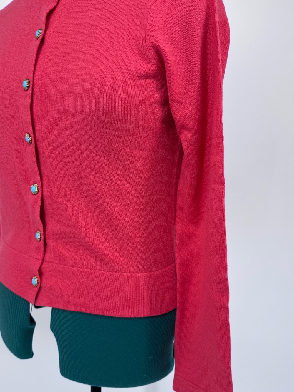 Lilly Pulitzer Hot Pink Cardigan with Turquoise Accent Buttons - Picture 5 of 10
